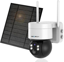 Load image into Gallery viewer, GENBOLT Solar Security Camera Wireless Outdoor, Battery Operated PTZ WiFi Camera 4W 7800mAh Rechargeable Floodlight Home Surveillance CCTV IP Camera, PIR Siren Alarm with Humanoid Detection
