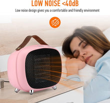 Load image into Gallery viewer, Mini Electric Ceramic Space Heater 800W/400W, Small, PTC with Tip-Over and Overheat Protection, 3 Operating Modes for Office, Bedroom and Under Desk (PINK)
