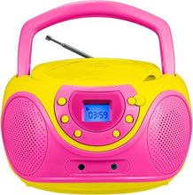 Load image into Gallery viewer, hPlay Gummy P16 Portable CD Player Boombox AM FM Digital Tuning Radio, Aux Line-in, Headphone Jack, Foldable Carrying Handle (Pink)
