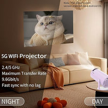 Load image into Gallery viewer, LQWELL® Projector, Mini Projector, Supports 5G Wifi &amp; BT5.0, Automatic Keystone, 220 Degree Angle, 130 Inch Display for Phone/PC/Lap/Xbox/Stick, 4K Home Cinema Projector, Purple (No Android OS)
