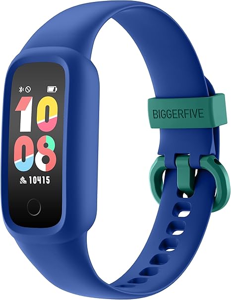 BIGGERFIVE Vigor 2 L Kids Fitness Tracker Watch for Boys Girls Ages 5-15, IP68 Waterproof, Activity Tracker, Pedometer, Heart Rate Sleep Monitor, Calorie Step Counter Watch, Blue