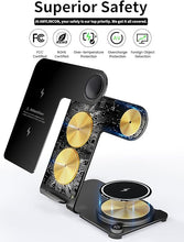 Load image into Gallery viewer, Wireless Charger, Aluminum Alloy 3 in 1 Wireless Charging Station for Apple iPhone/iWatch/Airpods,iPhone15 14,13,12,11 (Pro, ProMax)/XS/XR/XS/X/8(Plus),iWatch8/7/6/SE/5/4/3/2,AirPods 3/2/pro
