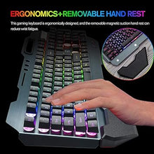 Load image into Gallery viewer, Wireless Gaming Keyboard Mouse &amp; Mouse Pad Kit,3 in 1 RGB Backlit Rechargeable Keyboard Mouse with 3800mAh Battery Metal Panel Removable Hand Rest,RGB Gaming Mousepad(32.5x12inch),Gaming Mouse
