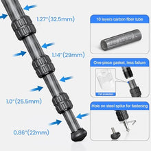 Load image into Gallery viewer, 72.6'' Carbon Fiber Tripod Camera Monopod WEYLLAN Heavy Duty Tripod for Camera, 32.5mm Tube, Professional Camera Tripod with 44mm Arca Low Profile Ball Head, DSLR Stand for Telescope, Camcorder, TripodBallHead_4693
