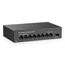 Load image into Gallery viewer, 8 Port 2.5G Managed Switch, 8 x 2.5Gbps Base-T Ports and 10G SFP+ Slot, Support LACP/QOS/VLAN/IGMP, Mini Metal Fanless 2.5Gb YuLinca Easy Web Switch, Black_1
