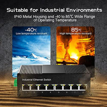 Load image into Gallery viewer, 8 Port Gigabit Industrial Ethernet Switch, 8 Ports 10/100/1000Mbps, Fanless Wall Mount and Din Rail, Metal IP40 -40~75C, with One Power Supply, Black_6896
