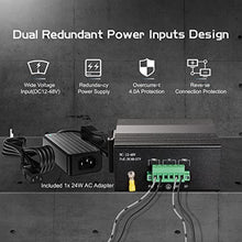 Load image into Gallery viewer, 8 Port Gigabit Industrial Ethernet Switch, 8 Ports 10/100/1000Mbps, Fanless Wall Mount and Din Rail, Metal IP40 -40~75C, with One Power Supply, Black_6897
