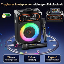 Load image into Gallery viewer, 80W Portable Bluetooth Speaker with 6.8" Subwoofers, All in One Karaoke for Adults Kids PA System, Jump Disco Lights Gifts forHome Party Outdoor, Black_4639
