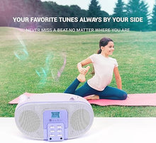 Load image into Gallery viewer, SingingWood GC01 Macarons Series Portable CD Player Boombox with AM FM Stereo Radio Kids CD Player LCD Display, Front Aux-in Port Headphone Jack, Supported AC or Battery Powered -Lavender
