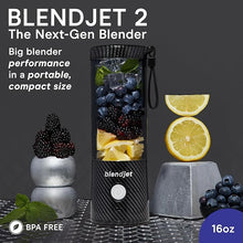 Load image into Gallery viewer, BlendJet Portable Blender for Smoothies &amp; Shakes - 16oz BlendJet 2 Cordless Personal Small Blender, USB-C Rechargeable &amp; Self Cleaning - Mini Travel Blender with Stainless Steel Blade (Carbon Fiber)
