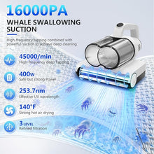 Load image into Gallery viewer, 2024 New Mattress Vacuum Cleaner with Dual Cup Five-Cone Multi-Layer Filtration Tech, Anti-allergen Bed Vacuum with UV and High Heating, 16Kpa 400W Powerful Suction for Bed Couch Sofa Carpet
