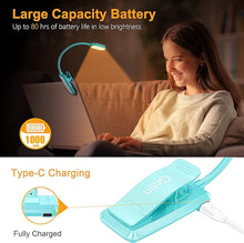 Load image into Gallery viewer, Gritin 16 LED Rechargeable Book Light for Reading in Bed - Eye Caring 3 Color Temperatures, Stepless Dimming Brightness,80Hrs Runtime,Lightweight Flexible Clip On Book Light for Book Lovers-Blue
