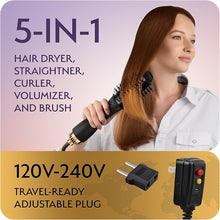 Load image into Gallery viewer, Professional Dual Voltage Blowout Hair Dryer Brush for European Travel 110V-120V/220V-240V, Black Gold Dryer and Volumizer, Hot Air Brush for Women, 2.4 INCHES Oval Shape
