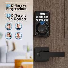 Load image into Gallery viewer, Fingerprint Door Lock, Zowill Keyless Entry Door Lock Keypad Deadbolt with 20 Biometric Fingerprints, 20 User Codes, Auto Lock, Anti-Peeping Password, IP54 Waterproof, Easy Installation Smart Lock
