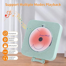 Load image into Gallery viewer, Cute Green CD Player with Bluetooth 5.0; Rechargeable Music Player for Home Decor; Portable Lovely Music Player; Remote Control; Support AUX in Cable&amp;USB
