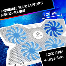 Load image into Gallery viewer, KLIM Wind Laptop Cooling Pad - More Than 500 000 Units Sold - New 2024 - The Most Powerful Rapid Action Cooling Fan - Laptop Stand with 4 Cooling Fans at 1200 RPM - USB Fan - PS5 PS4 - Full White
