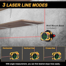 Load image into Gallery viewer, PREXISO 3-in-1 Digital Angle Gauge Magnetic with Laser Level, Rechargeable Digital Level with Wall Mount Base, 0-90° &amp; 0-180° Range, Angle Finder with Cross Line for Woodwork, Saw, Hanging Frames

