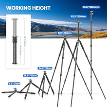 Load image into Gallery viewer, 81'' Carbon Fiber Tripod for Camera WEYLLAN Heavy Duty Tripod Camera, 10-Layer Carbon Fiber Tube, 32.5mm Professional Tripod Leg with DSLR Ball Head for Camcorder Telephoto Lens, Max Load 20kg, black_4687
