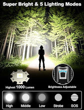 Load image into Gallery viewer, PHIXTON Rechargeable Flashlights High Lumens 1000000 Super Bright Long Range 3280FT, Long Lasting 15H Powerful USB C LED Strong Flash Light High Powered, Heavy Duty, Zoomable, for Home Camping Gift
