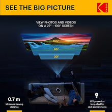 Load image into Gallery viewer, KODAK FLIK X2 Mini Pico Projector | Portable 100” Projector with Remote Control, Speakers &amp; Carry Handle Plays Movies, TV &amp; Games | Compatible with HDMI, USB, AV, MicroSD, Smartphone, Firestick, Black
