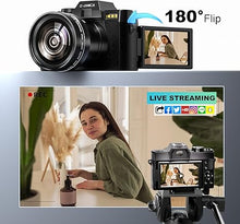 Load image into Gallery viewer, Digital Camera, 48MP Cameras for Photography with WiFi &amp; App Control, 4K Vlogging Camera for YouTube,Compact Camera,Perfect for Entry-Level Users and Beginners with Macro&amp;Wide Lens-32GB Card
