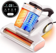 Load image into Gallery viewer, JIGOO Bed Vacuum Cleaner with Dust Sensor, Mattress Vacuum Cleaner with UV &amp; Ultrasonic and High Heating, 13Kpa Suction 500W Powerful Double-Cup Handheld Vacuums (J300, Corded)
