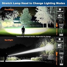 Load image into Gallery viewer, PHILIPS LED Rechargeable Flashlight with Ambient Lamp and Ignition Lens,Tactical Flashlights High Lumens with 2 Colors,Zoomable,5 Modes,Output,Flash Light for Camping Essentials,Outdoor, Home
