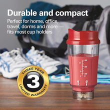 Load image into Gallery viewer, Hamilton Beach Portable Blender for Shakes and Smoothies with 14 Oz BPA Free Travel Cup and Lid, Durable Stainless Steel Blades for Powerful Blending Performance, Red (51101RV)
