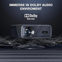 Load image into Gallery viewer, [Netflix Officially&amp;AI Auto Focus]AuKing Smart Projector with Wifi and Bluetooth,Auto Focus&amp;Keystone Projector 4K, 3D DoIby Audio, 800ANSI Outdoor Projector with Omnidirectional Rotating Stand(Grey)
