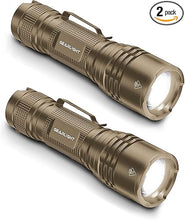 Load image into Gallery viewer, GearLight TAC LED Flashlight Pack - 2 Super Bright, Compact Tactical Flashlights with High Lumens for Outdoor Activity &amp; Emergency Use - Gifts for Men &amp; Women - Desert Tan
