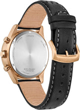 Load image into Gallery viewer, Citizen Men's Eco-Drive Weekender Sport Casual, Rose Gold-Tone Stainless Steel Watch, Black Leather Watch, Chronograph (Model: CA4553-01E)
