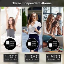 Load image into Gallery viewer, JALL Digital Alarm Clock, with Wooden Electronic LED Time Display, 3 Alarm Settings, Weekday/Weekend Mode, Temperature Detect, Wood Made Electric Clocks for Office, Bedroom, Bedside (Black)
