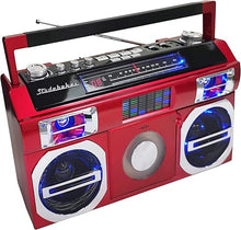 Load image into Gallery viewer, Studebaker SB2145R 80&#39;s Retro Street Bluetooth Boombox with FM Radio, CD Player, LED EQ, 10 Watts RMS Power and AC/DC in Red
