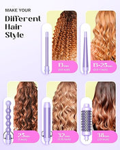 Load image into Gallery viewer, Wavytalk 5 in 1 Curling Iron,Curling Wand Set with Curling Brush and 4 Interchangeable Ceramic Curling Wand(0.5”-1.25”),Instant Heat Up,Include Heat Protective Glove &amp; 2 Clips (Purple)
