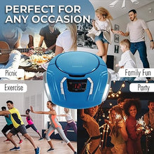 Load image into Gallery viewer, PROSCAN ELITE Portable CD Player Boombox with AM/FM Radio + Built in Speakers + Aux Input to Phone/Headphones/Any Audio - CD Players for Home Using AC Adapter or C Batteries
