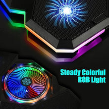 Load image into Gallery viewer, Laptop Cooling Pad, Gaming Laptop Cooler with 5 Quiet Fans and Colorful RGB Light(One Click colse), Laptop Fan Cooling Pad Fits 12-17 Inch Laptop, USB Port Powered, 7 Adjustable Height
