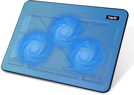 Havit HV-F2056 15.6-17 Inch Laptop Cooler Cooling Pad - Slim Portable USB Powered (3 Fans) (Blue)