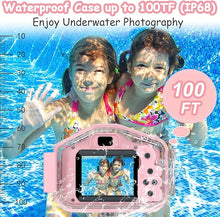 Load image into Gallery viewer, Agoigo Kids Waterproof Camera Toys for 3-12 Year Old Boys Girls Christmas Birthday Gifts Children&#39;s HD Video Digital Action Cameras Child Indoor Outdoor Toddler Camera, 2 Inch Screen (Pink)
