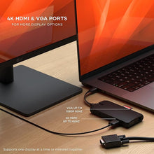 Load image into Gallery viewer, Satechi USB C Hub Multiport Adapter, USB C Docking Station 9 in 1, 4K HDMI, 100W USB C PD Charging, USB C Data, 2 USB-A, GbE, Micro/SD Card Readers, VGA, for MacBook, Windows - Black
