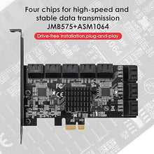 Load image into Gallery viewer, PCIE SATA Card 16 Ports, 6 Gbit/s SATA 3.0 PCIe Card, PCIe to SATA Controller Expansion Card, Boot as System Hard Drive, Suitable for All PCIE Slots (JMB575 + ASM1064)
