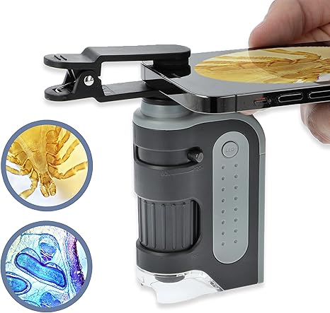 Carson MicroBrite Microscope Kit, 60x-120x LED Pocket Microscope for Adults or STEM Education, Pro Includes Adapter with CarsonCam Phone App Converts into Powerful Handheld Digital Microscope (MM-350)