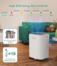 Load image into Gallery viewer, Dehumidifier 2500 Sq.Ft 30 Pint, Dehumidifiers with Drain Hose, 0.66 Gallon Water Tank, RUWORA Dehumidifiers for Home Basement Bedroom Bathroom, Overflow Protection, 24H Timer
