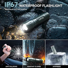 Load image into Gallery viewer, LETMY Tactical Flashlight - 2 Pack Bright Military Grade LED Flashlights High Lumens - Portable Handheld Flash Light, 5 Modes Zoomable Waterproof Flashlights for Home Emergency Camping- Gray
