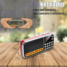 Load image into Gallery viewer, Small Radios Portable AM FM,Battery Powered Radio,Support USB Flash Disk/Micro SD Card MP3 Playback,Digital Buttons,Bass Diaphragm Pocket Radio with Excellent Reception and Sound Quality
