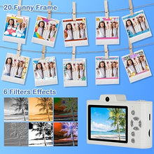 Load image into Gallery viewer, Digital Camera for Teens, 48MP FHD Dual Camera with 2.5K Video, 32GB SD Card, 8X Zoom, White Cheap Small Camera with Card Reader, Compact Point and Shoot Camera with Games for Kids, Boys, Student
