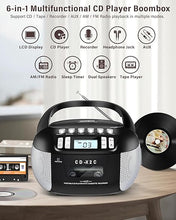 Load image into Gallery viewer, CD Player Boombox &amp; CD Cassette Player Combo, CD Player Portable with CD-R/CD-RW Compatible,Battery Powered AM FM Radio, Stereo Sound, Programmable, LCD Display, Headphone Jack (Black)
