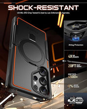 Load image into Gallery viewer, Poetic Neon MagPro Case for Samsung Galaxy S25 Ultra 5G, [Magnetic Ring Stand] Dual Layer Rugged Slim Shockproof Protective Cover, Black/Orange
