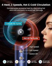 Load image into Gallery viewer, Hair Dryer with Diffuser &amp; Nozzle Magnetic, Hair Blow Dryer for Curly Hair, 110000 RPM High-Speed Brushless Motor for Fast Drying, Negative Ionic Care Hair Dryer for Home,Salon,Travel (Blue)
