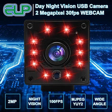 Load image into Gallery viewer, Webcamera_usb USB Camera 100fps Night Vision Webcam,Full HD 1080P Web Cam with IR Cut and 10pcs Led Board Lights,Day Nights Webcameras,2mp Web Cameras for Most OS (3.6mm lens webcam with IR LED board)
