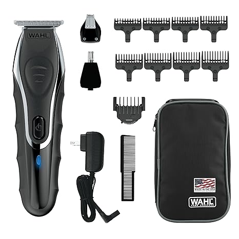 Wahl Aqua Blade® Rechargeable Wet/Dry Lithium-Ion Deluxe Beard Trimmer for Men - Interchangeable Heads for Detailing, Hair, Mustache and Body Grooming - Model 9899-100